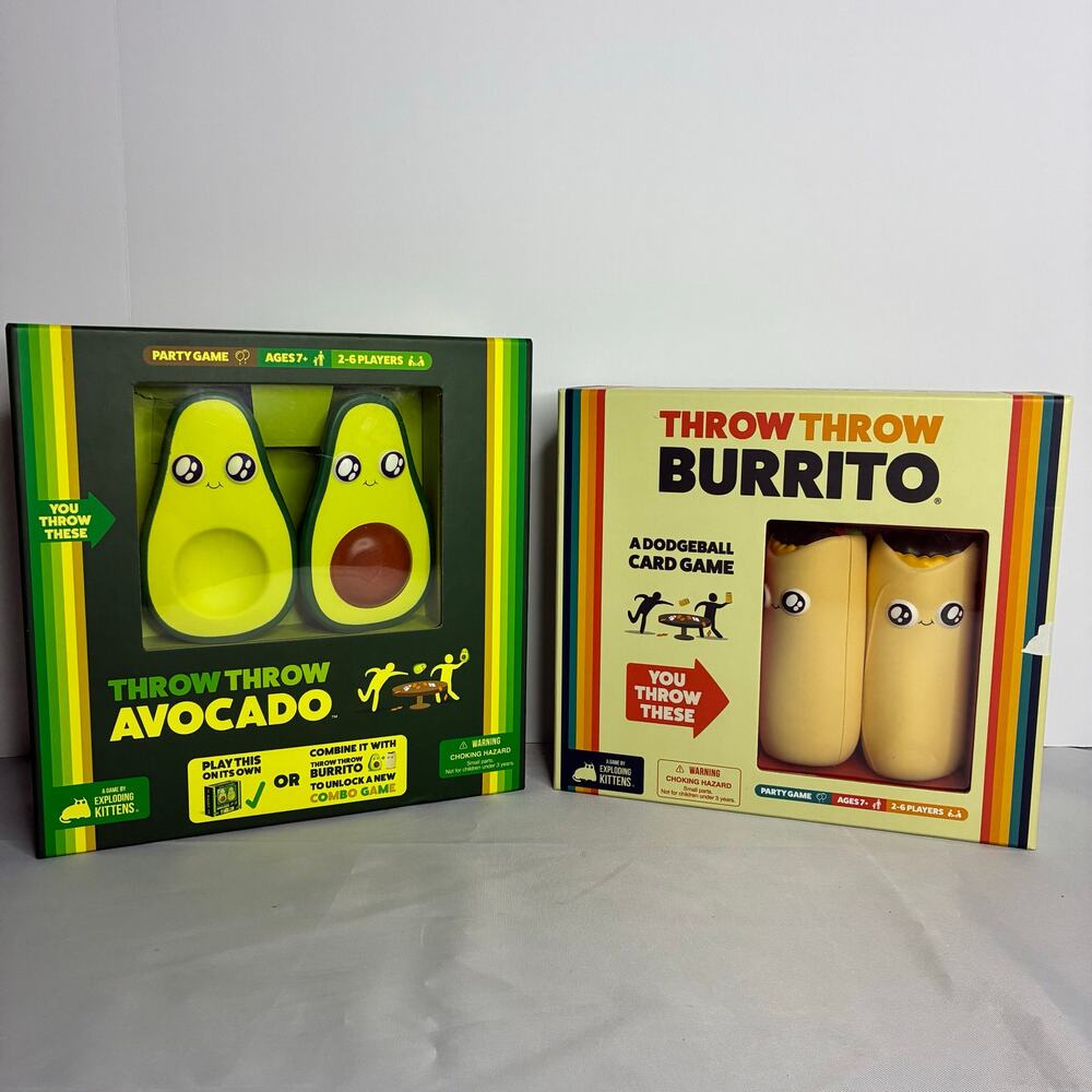 Throw Throw Burrito and Avocado Set of 2 Party Games Exploding Kittens Complete